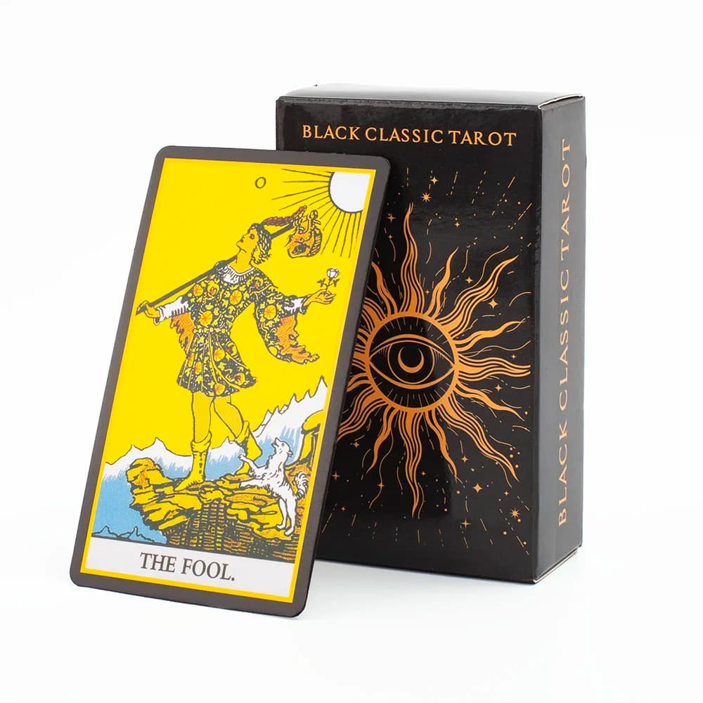 Tarocchi classici neri da 10,3 * 6 cm 78 pezzi di carte E BOOKLET Fortune Telling Divination Gioco per il tempo libero Carte dei tarocchi