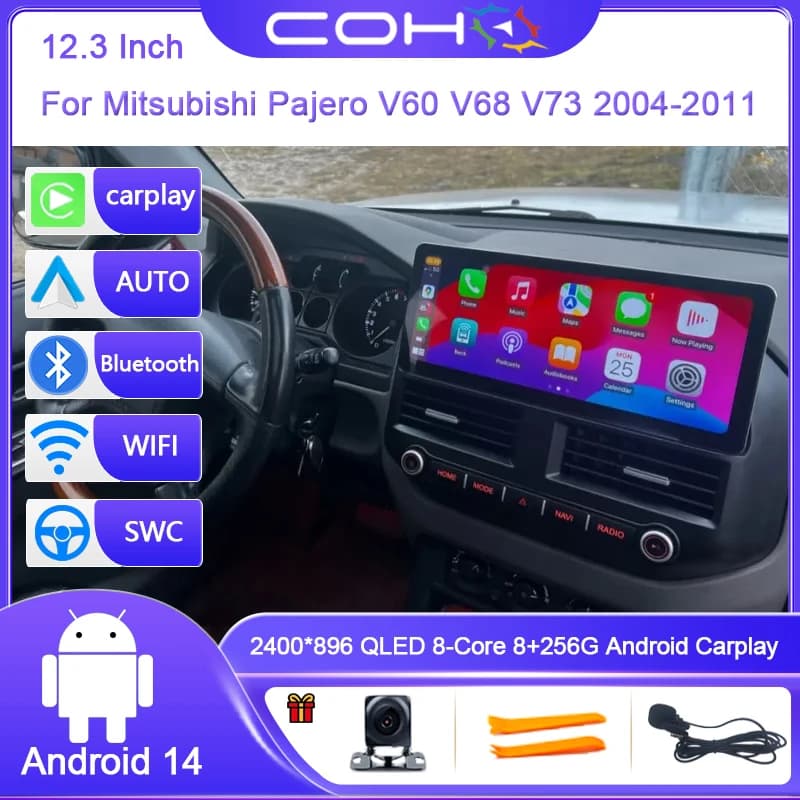 12.3 pollici Per Mitsubishi Pajero V60 V68 V73 2004-2011 Android 14 Octa Core 8G + 256G Auto Lettore Multimediale Ricevitore Stereo Radio