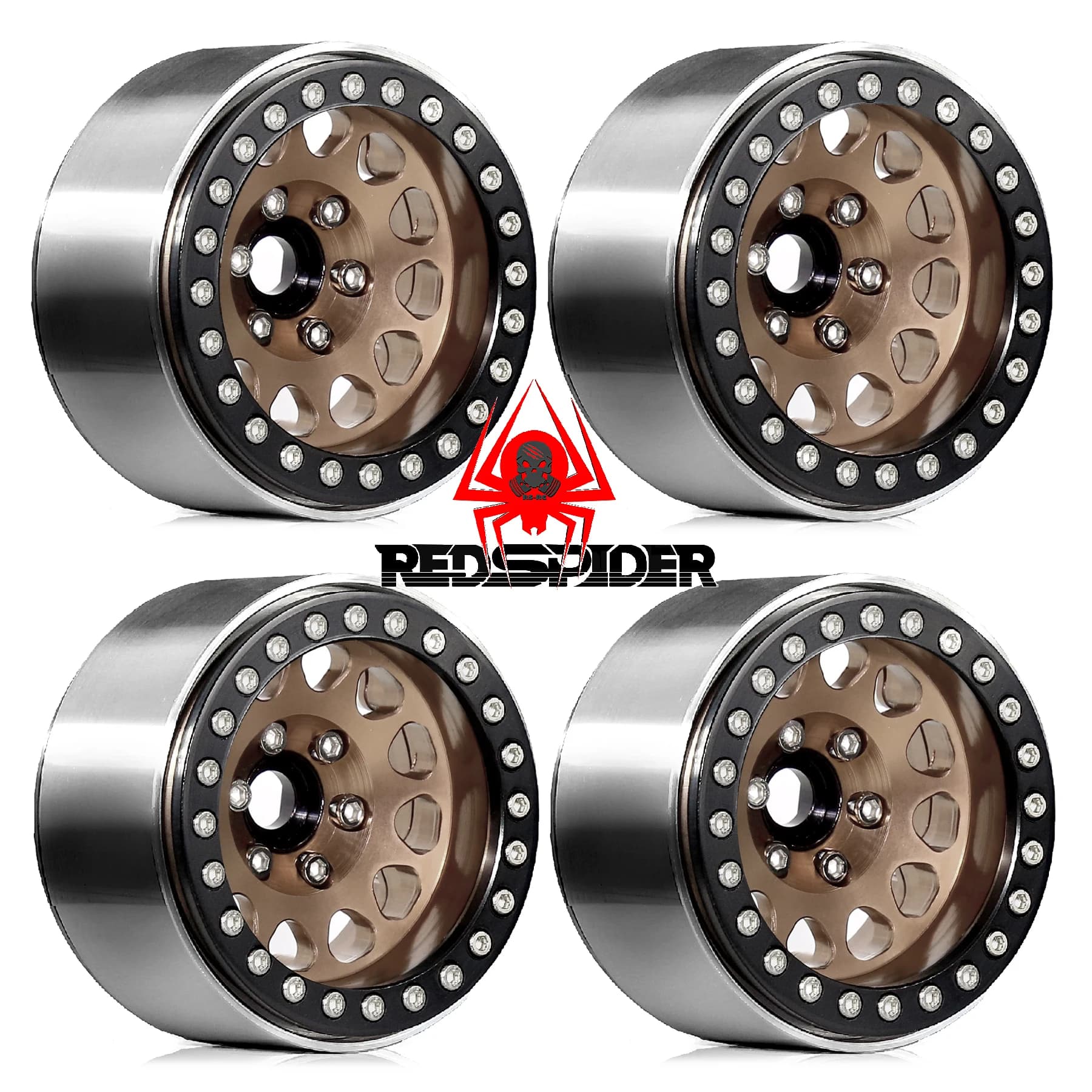 4 pezzi in alluminio da 1,9 "Beadlock piatto profondo offset negativo 11mm cerchione per 1/10 RC Crawler Car TRX4 Axial SCX10