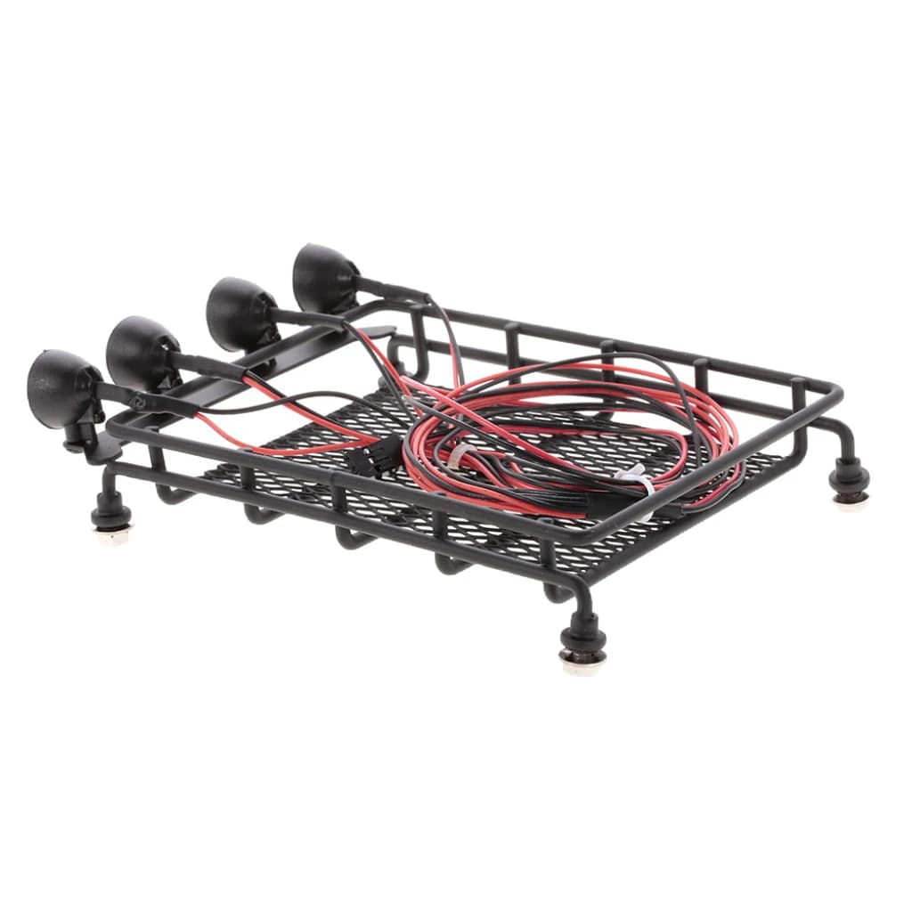 Durable Iron RC Car Roof Rack with LED Lights Luggage Carrier for 1 10 Scale Rock Crawler Parts