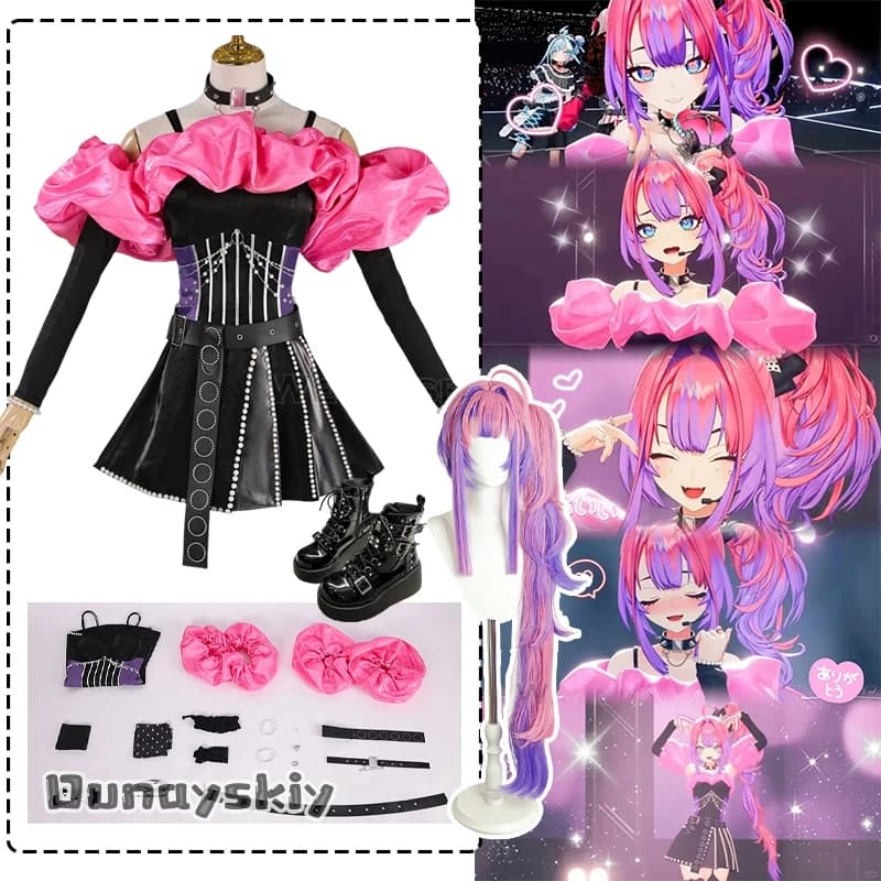 Costume Cosplay Hololive FLOW GLOW Vtuber Kikirara Vivi 3D Live, New Outfit Glamour and Bright for Woman, Role Games Dress