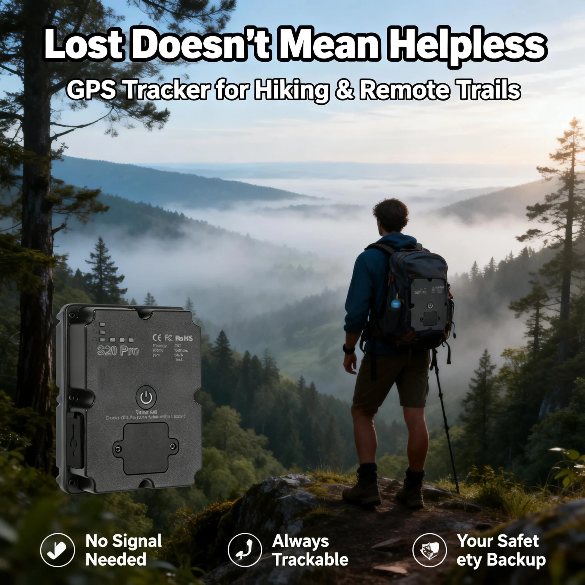 Localizzatore GPS per Escursionismo e Avventure all'Aperto, Tracciamento in Tempo Reale, SOS di Emergenza, Dispositivo Portatile Impermeabile 4G Globale