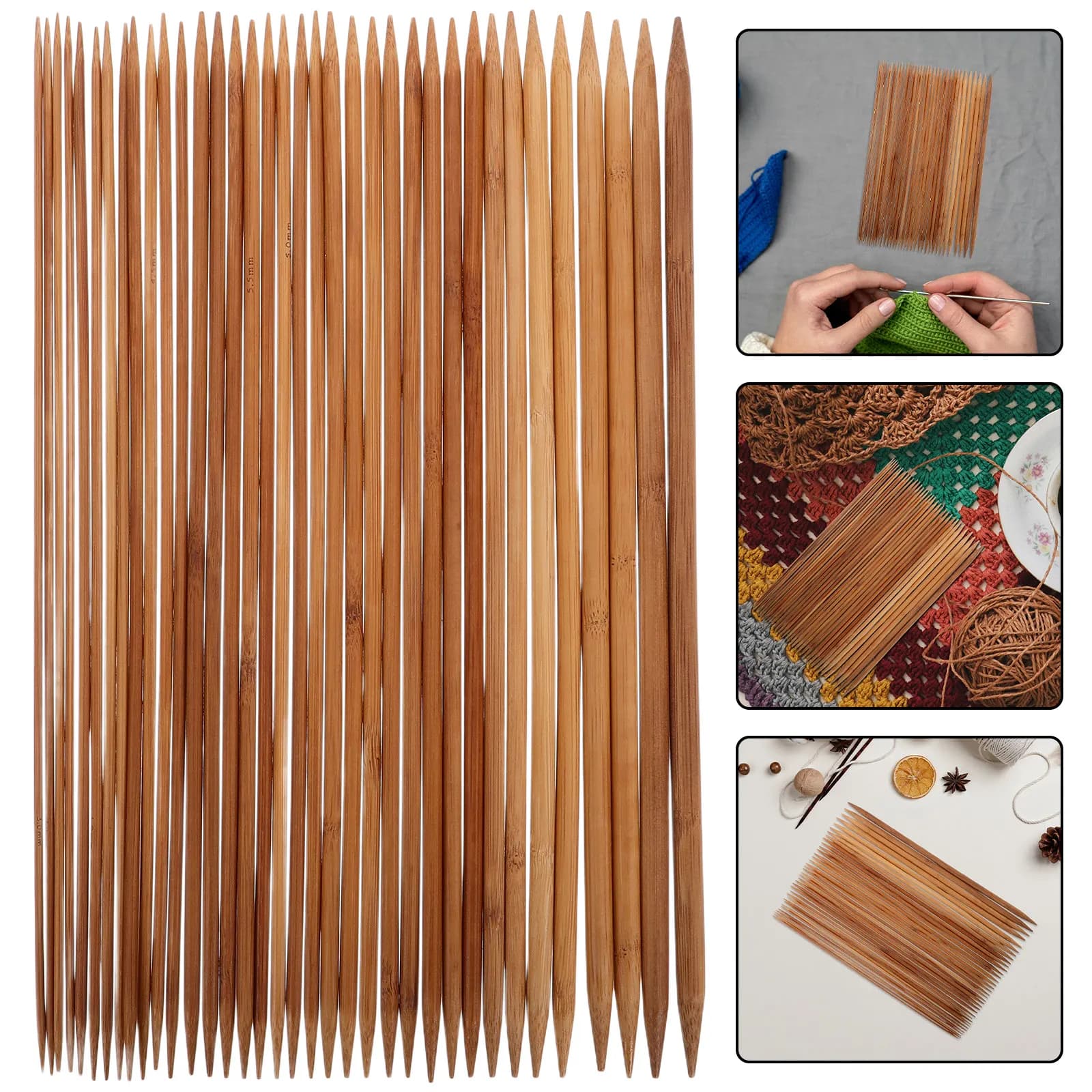 36Pcs Double Pointed Bamboo Knitting Needles Set for Handmade DIY Sweaters Scarves Hats Knitting Craft Kit Needles