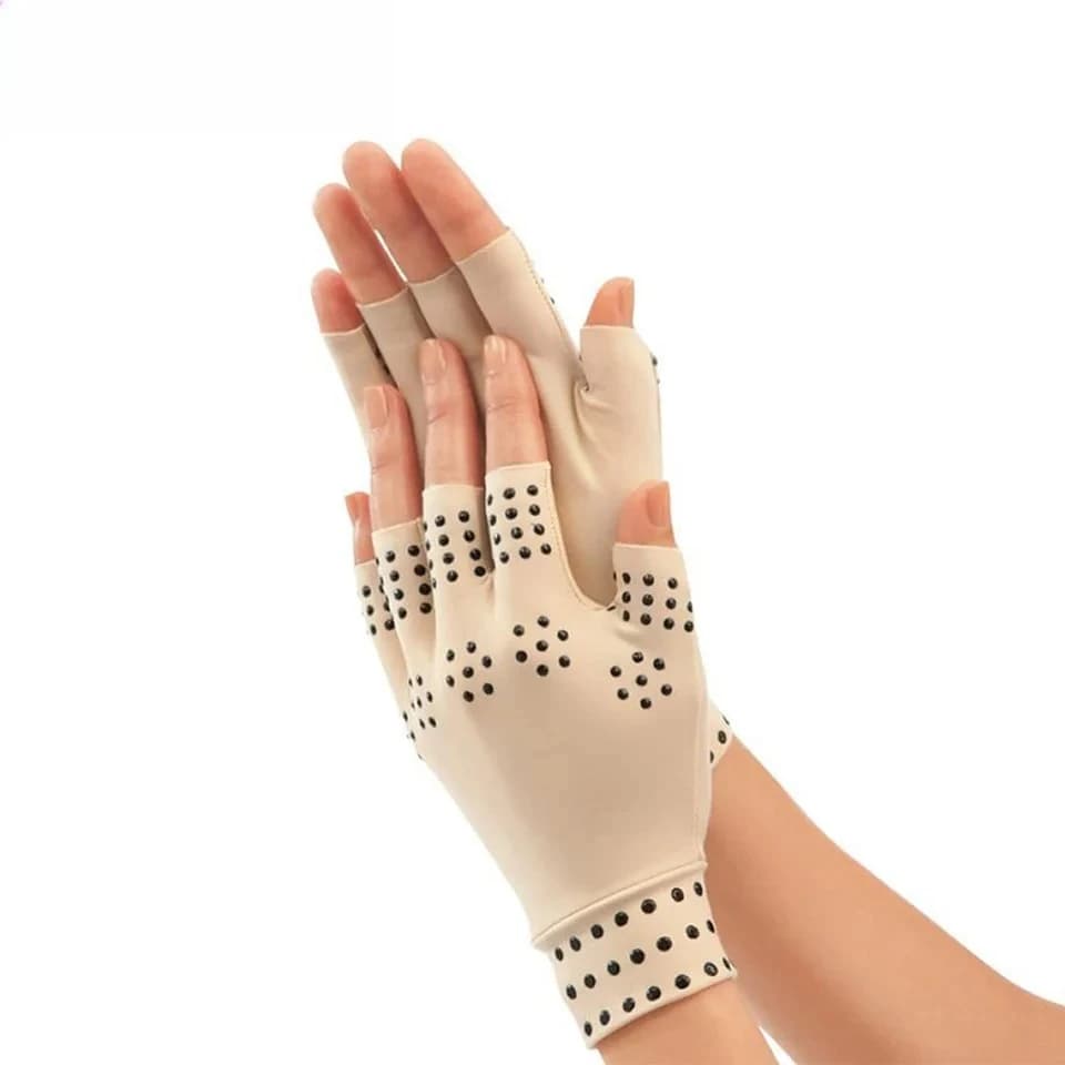 Guanti Antiscivolo per Terapia Magnetica a Mezzo Dito con Dispensing di Colla per Riabilitazione a Pressione, Ciclismo, Sport e Fitness