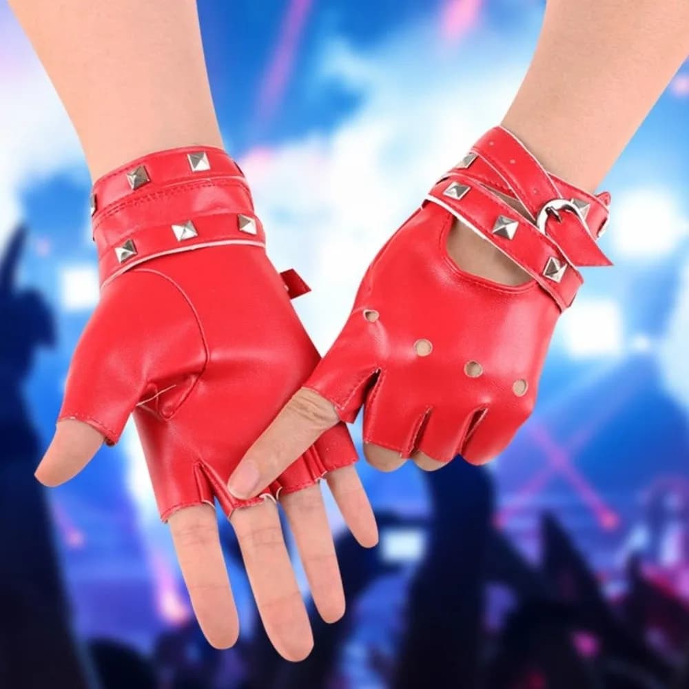 Guanti Unisex Punk con Borchie e Cinturino da Polso, Antiscivolo, Fantasiosi per la Guida, Traspiranti, Senza Dita, per Feste