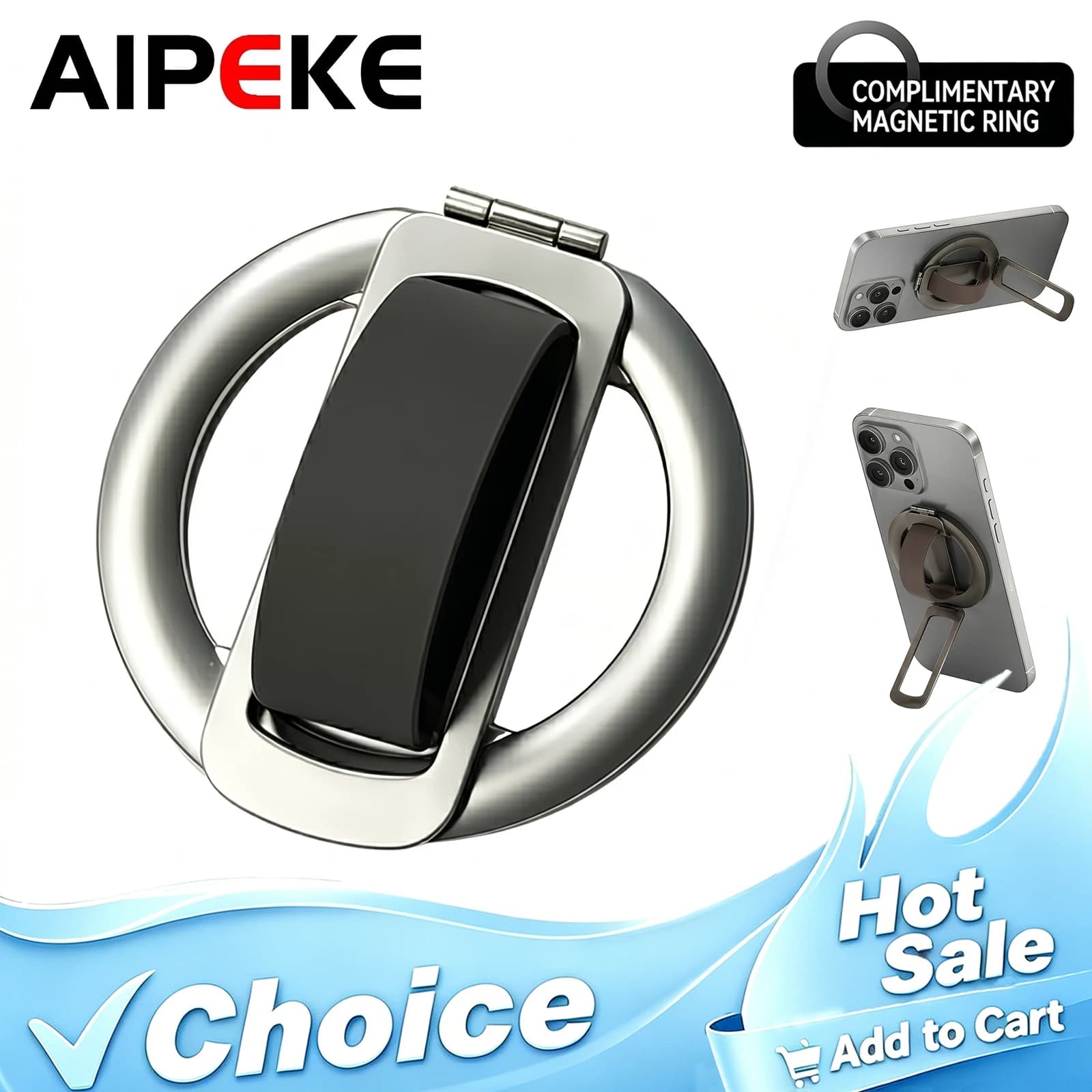 AIPEKE Mobile Phone Holder Bracket Magnetic Folding Phone Grip silicone finger Phone ring holder Rotation for magsafe iPhone