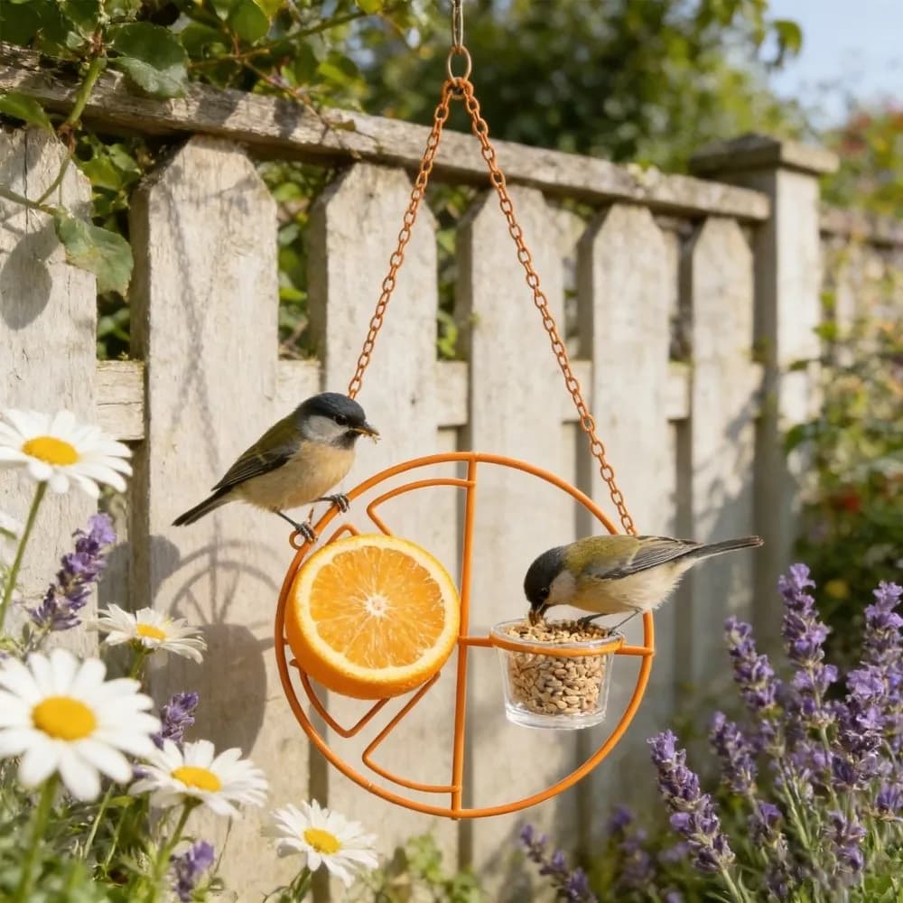 Mangiatoia per Uccelli Decorativa a Forma di Arancia, Contenitore per Cibo Impermeabile, Mangiatoia Sospesa Versatile e Creativa per Veranda