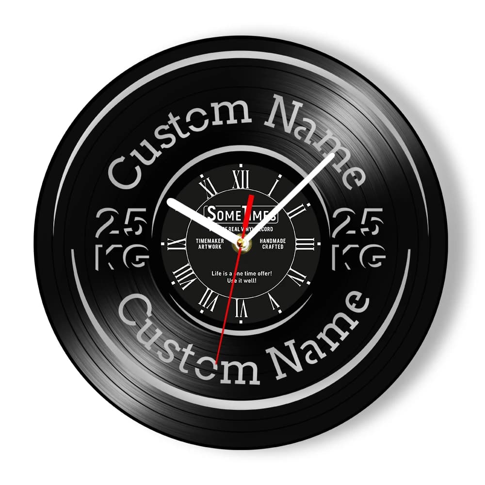 No pain no gain personalized weight plate text vinyl wall clock customizable Fitness watch for fitness enthusiasts Gym Goers