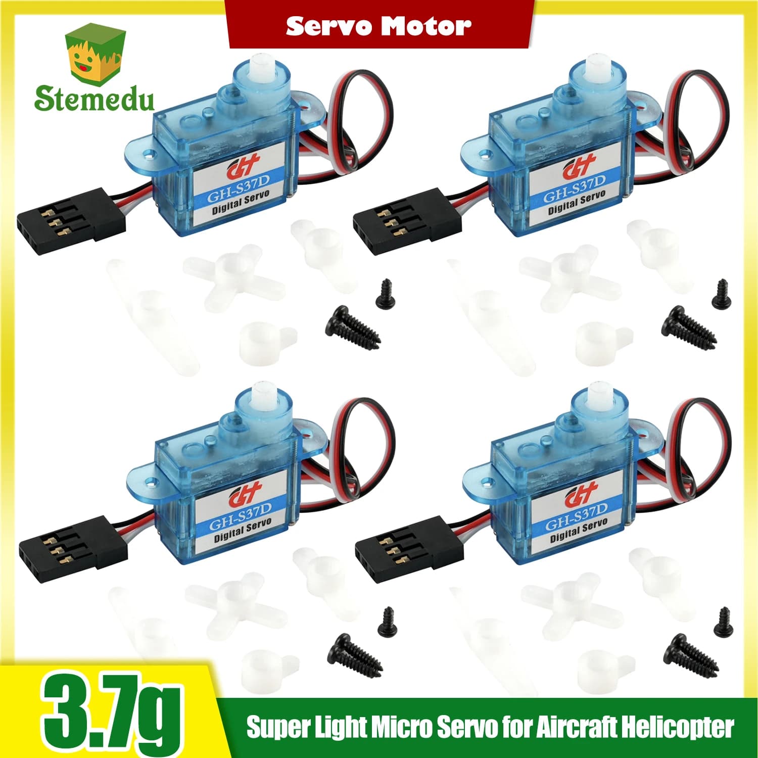 4 pz 3.7g Super Leggero Servo GH-S37D Mini Servo Digitale Micro Servo Ingranaggio In Plastica per Arduino Smart Car Aircraft RC Elicottero