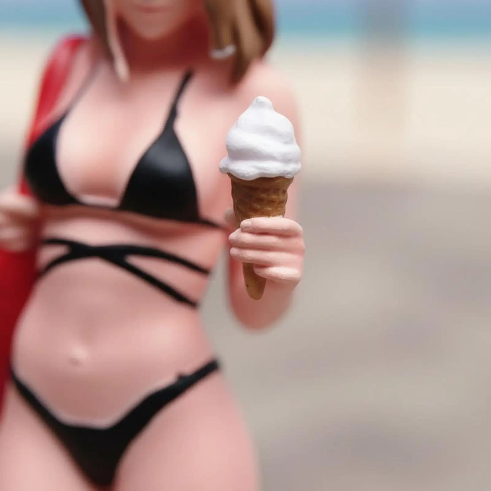 Realistic Bikini Girl Figurine Female Action Figure Summer Ice Cream Resin Model for Architectural Sand Table