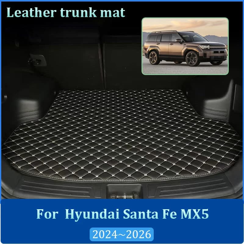 Tappetino Protettivo in Pelle per Bagagliaio, Impermeabile e Antimacchia, per Hyundai Santa Fe MX5 2024 2025 2026 5 Posti, Accessori Auto