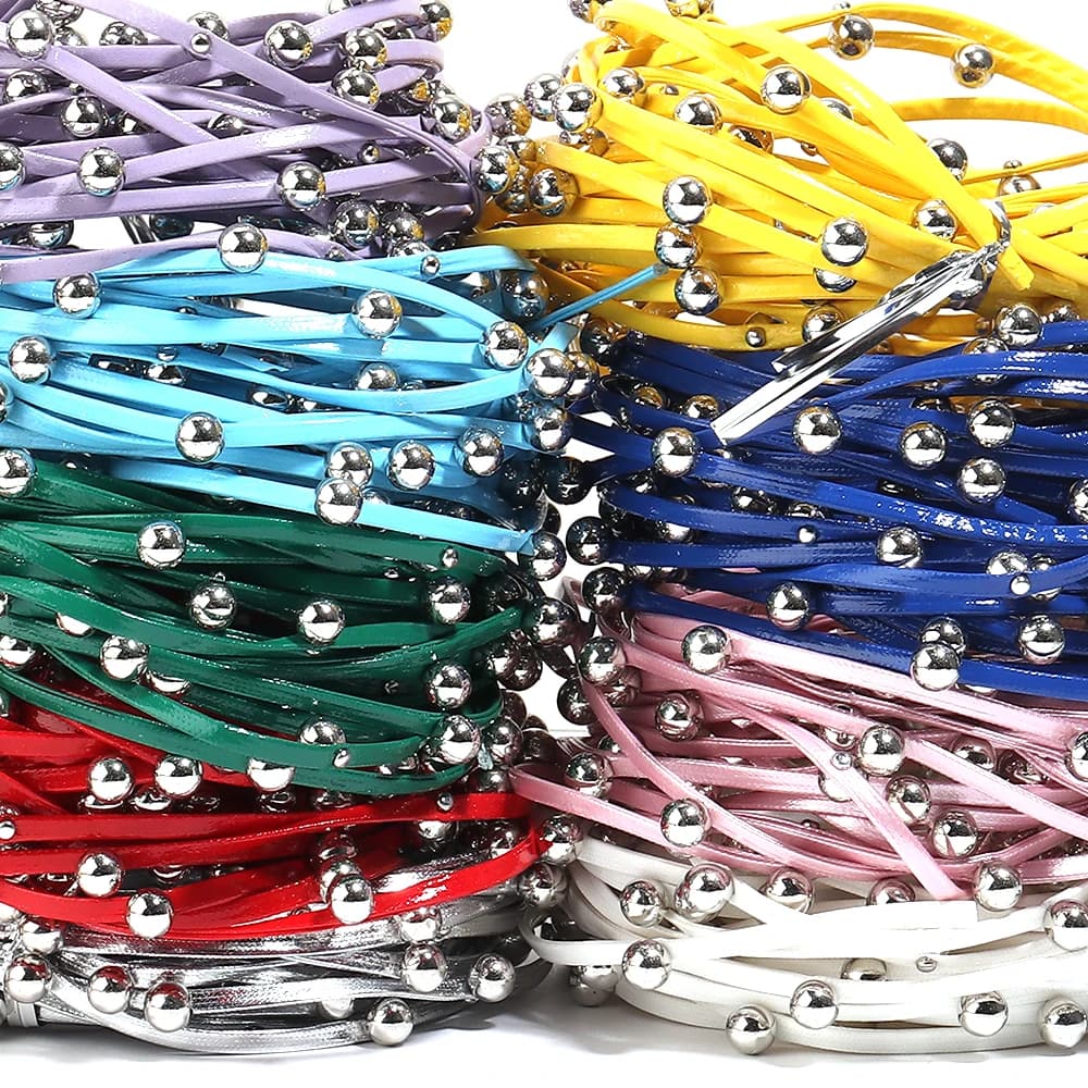 5Yards CCB Beads Charm Leather Cords Bead Rope for DIY Punk Bracelet Bangle Jewelry Making Crafts Garment Decoration Accessories