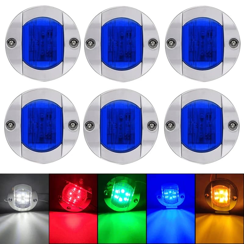 6PCS Luci marine per barche Navigazione Lampada di posizione impermeabile per camion RV Yacht poppa di ancoraggio poppa DC 12V 6LED luce poppa
