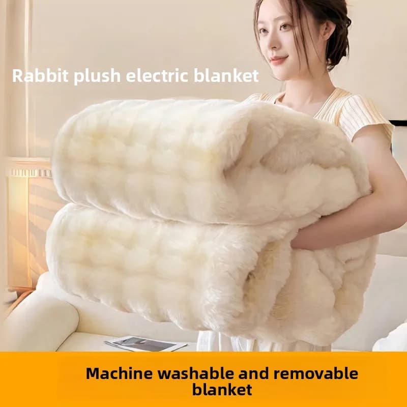 Rabbit Fur Heated Blanket Warm Shoulder Wrap Lightweight Electric Heating Cover for Office Home Foldable Portable