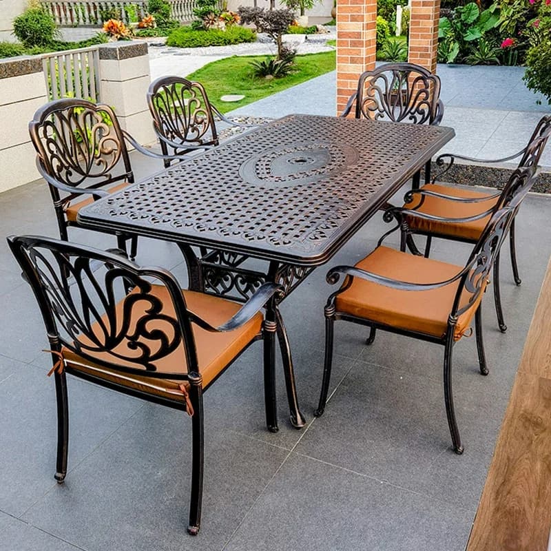 Tavoli e sedie da esterno in fusione di alluminio pendolo cortile giardino balcone cortile all'aperto set per il tempo libero terrazza all'aperto villa combinata