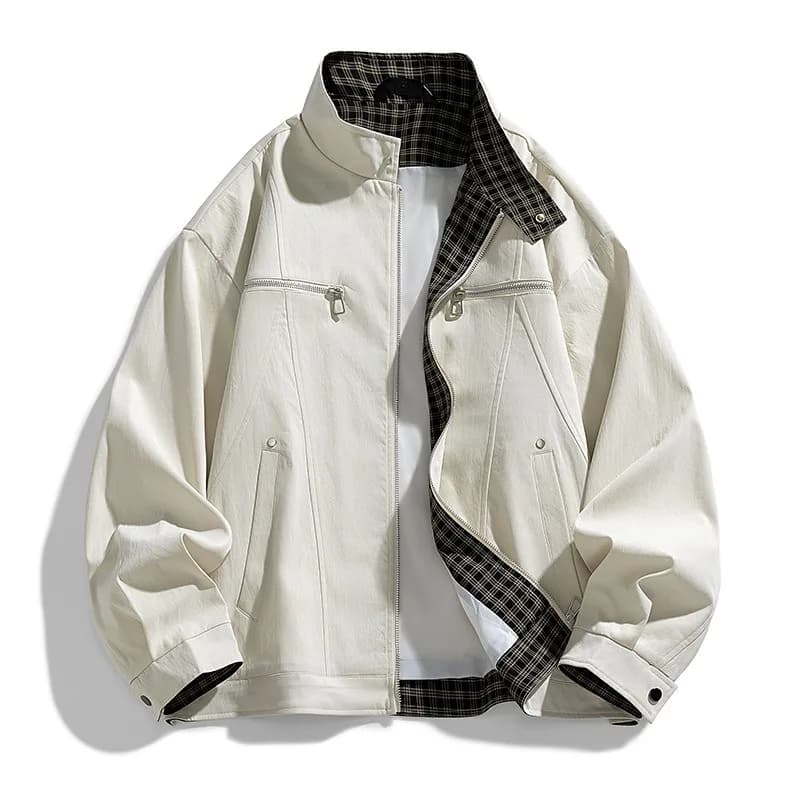 2026 Spring and Autumn Men's Fashion Brand Casual Cargo Lapel Jacket Men's Loose Version Zipper Cardigan Jacket Young Men