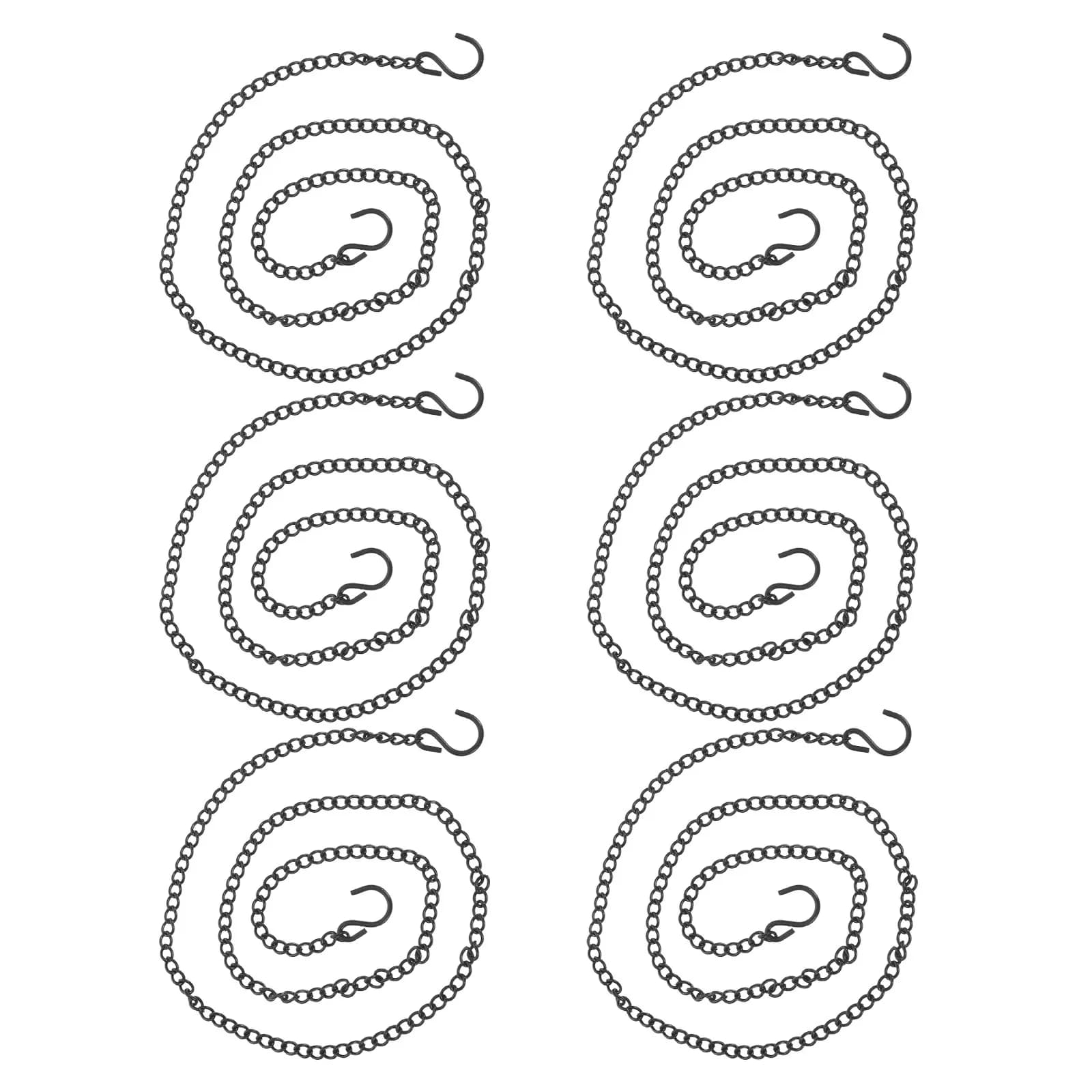 6Pcs Decorative Hanging Chains Black Metal Adjustable Hooks for Wall Signs Posters Plant Hangers Neon Lights Wreaths Bird