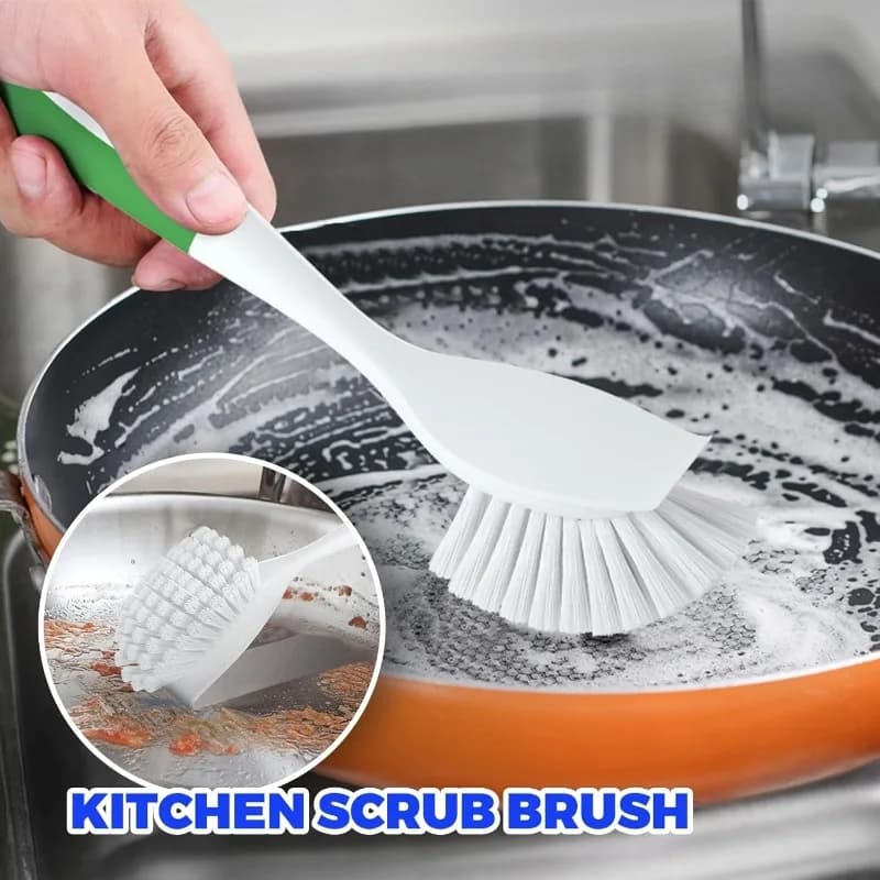 Set of 6 Brushes for Plates with Handle, Kitchen Cleaning Brush Set for Pots, Wash basins (Green)