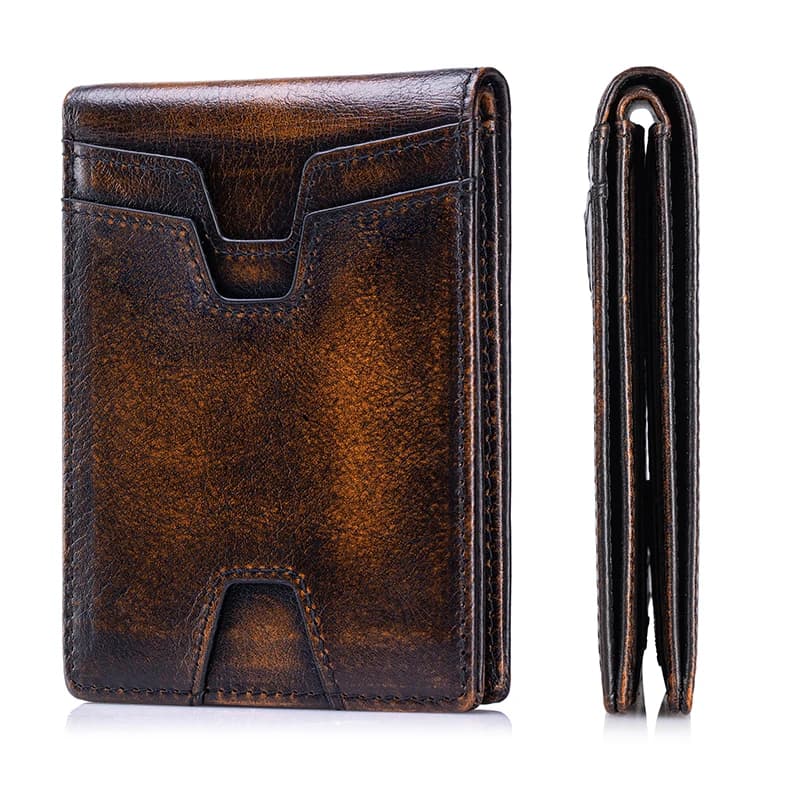 Portafoglio SCHLATUM in Vera Pelle con Blocco RFID per Uomo e Donna, 10 Scomparti per Carte, Sottile in Pelle Bovina, Regalo per le Vacanze