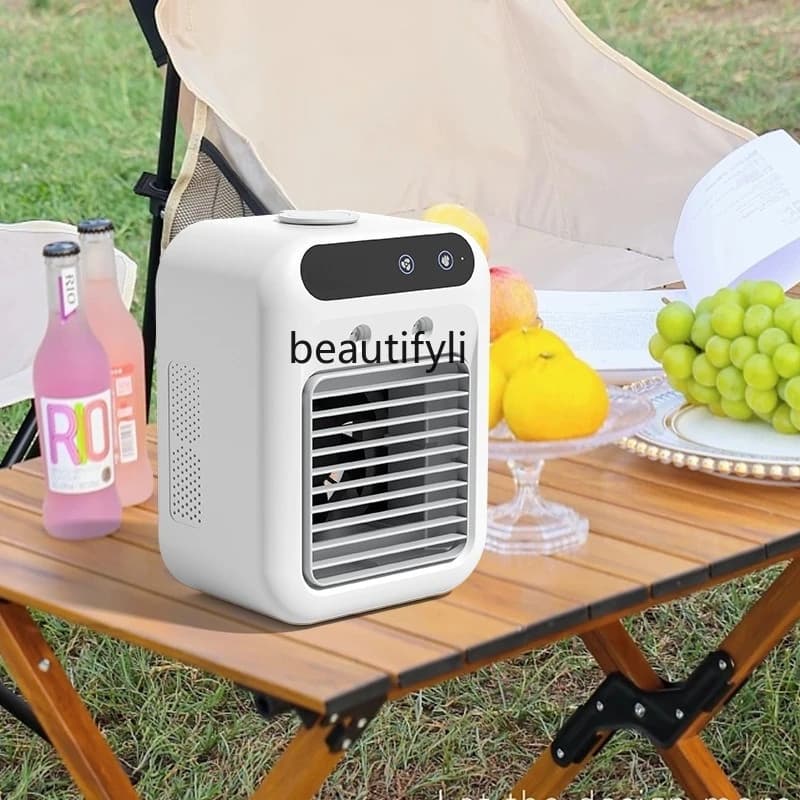 Mini piccolo ventilatore di raffreddamento da tavolo per condizionatore d'aria, ventilatore per condizionatore d'aria mobile, piccolo dispositivo di raffreddamento dell'aria, ventilatore elettrico