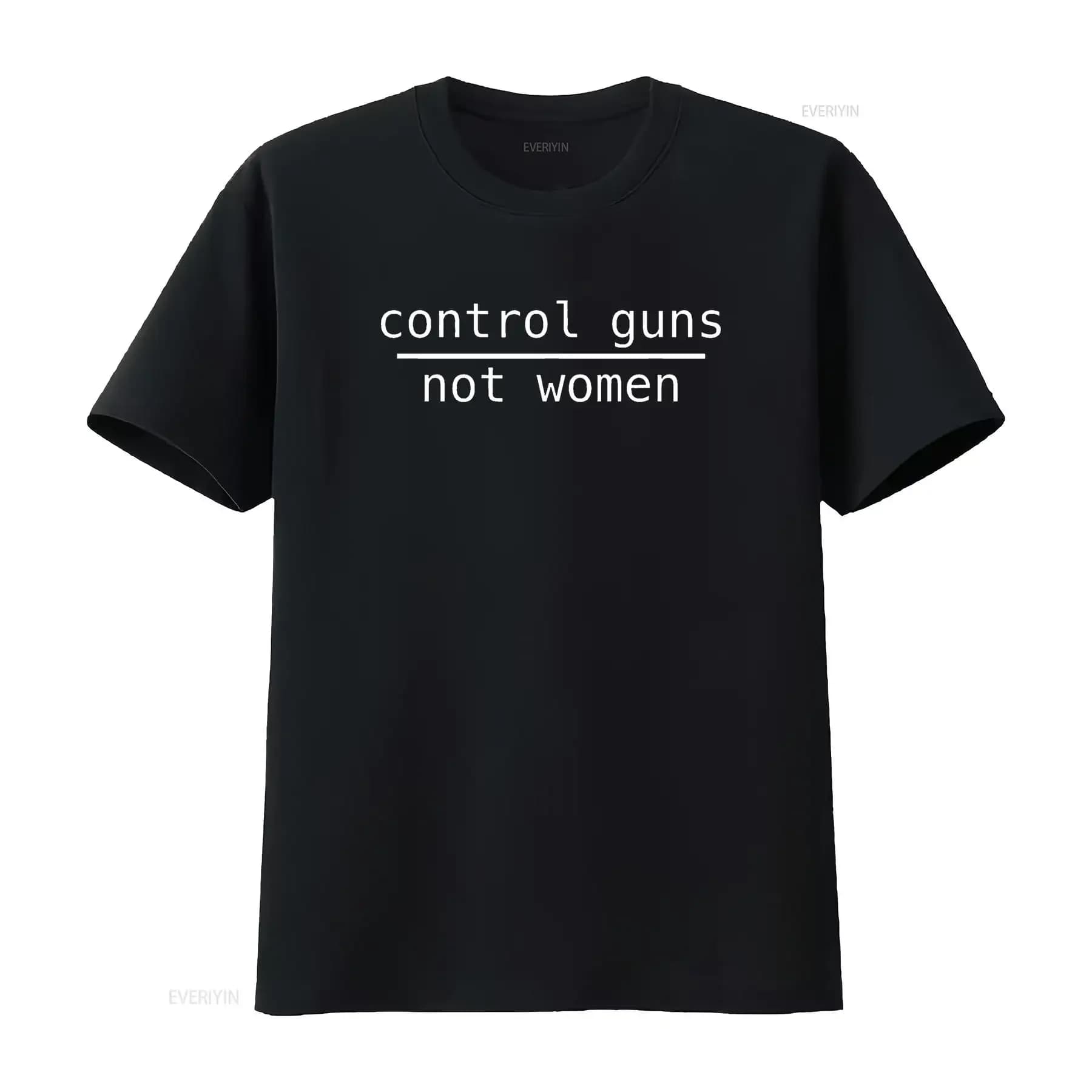 T-shirt da donna Control Guns Not nera piccola vintage lavata traspirante homme allungata comoda leggermente grafica unisex