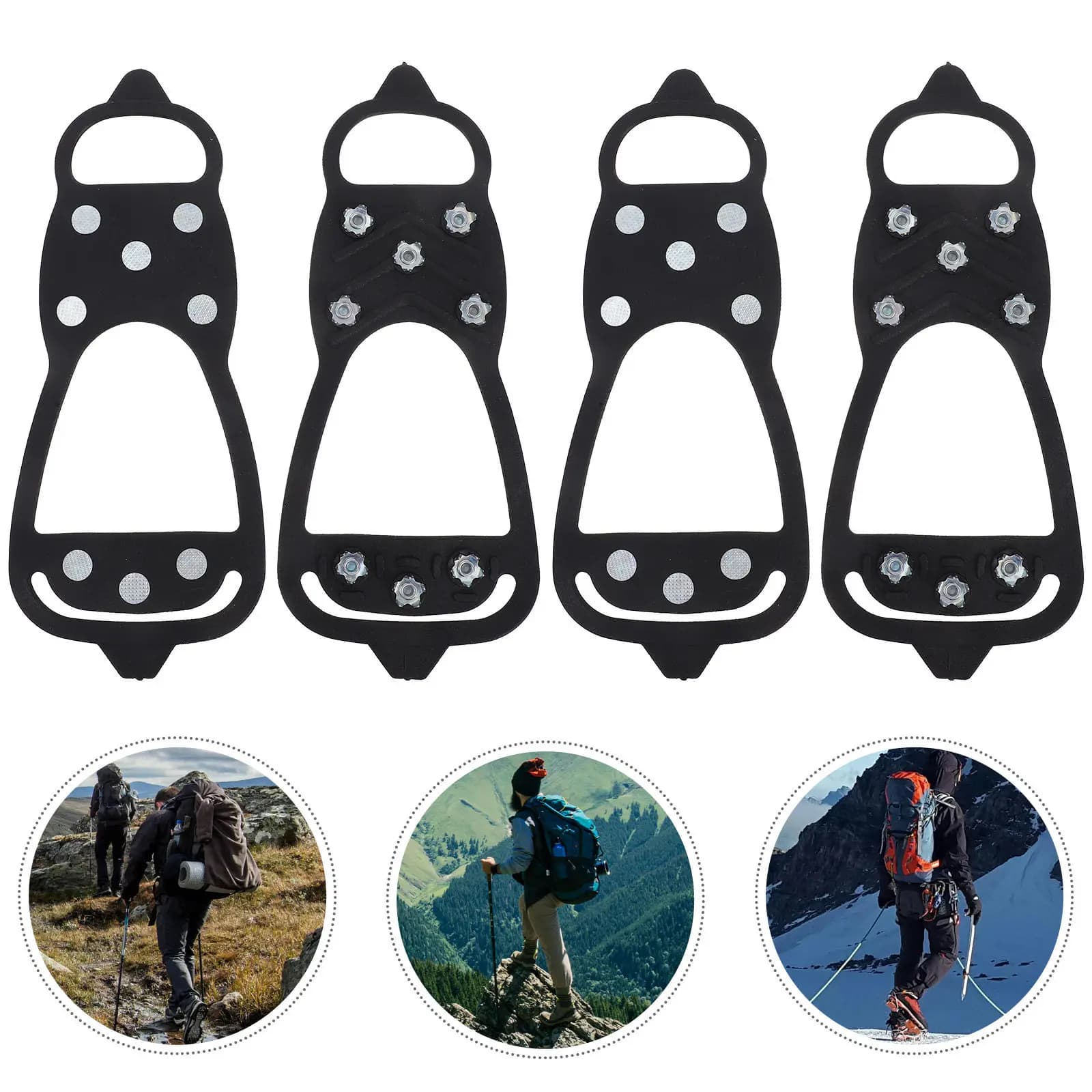 2 Paia di Tacchetti Antiscivolo per Scarpe, per Neve e Terreni Accidentati, per Stivali e Scarpe Taglia 40-45, Sicuri per Arrampicata, Escursionismo, Pesca, Alpinismo
