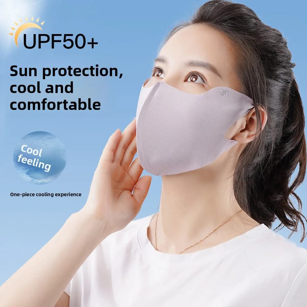 Maschera Solare Estiva da Donna in Seta Ghiaccio Traspirante con Protezione UV per il Contorno Occhi e il Viso, con Motivo a Stampa Denti