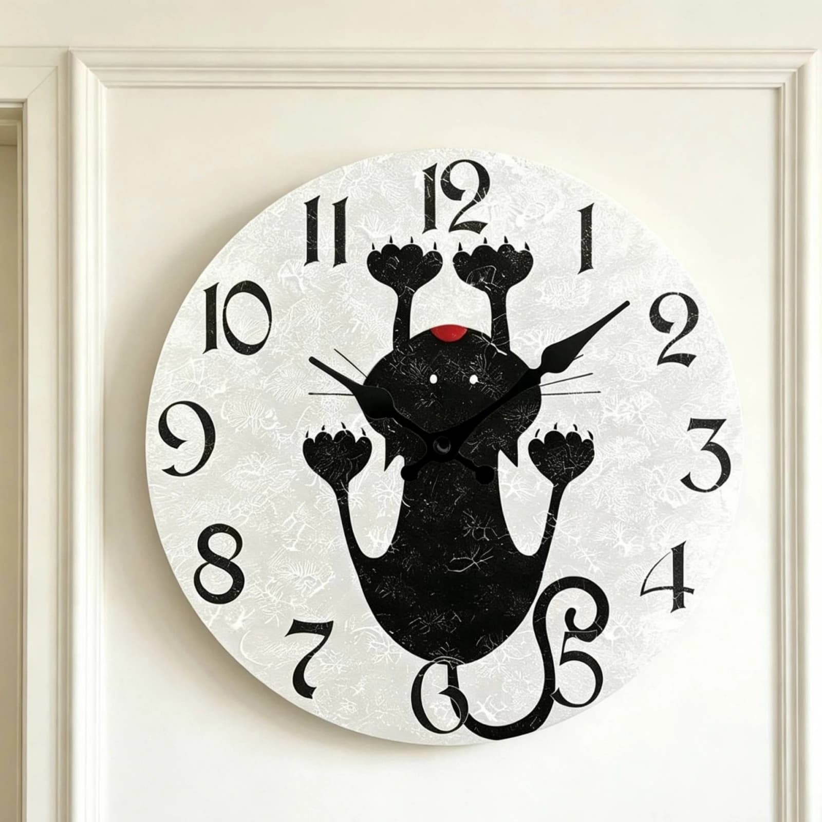 Round Wall Clock Black Hands Home Decor
