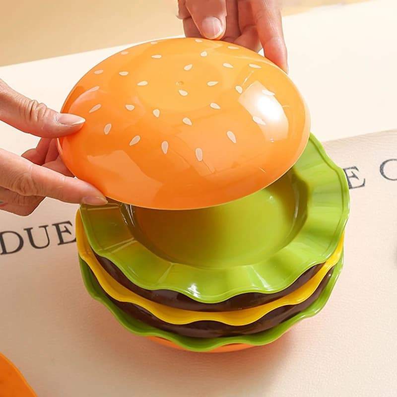 Piatto per hamburger Piatto per condimenti Set da cinque pezzi Set da 7 pezzi Piatto per salsa da immersione Stoviglie carine Piatto di frutta secca in plastica per uso domestico S