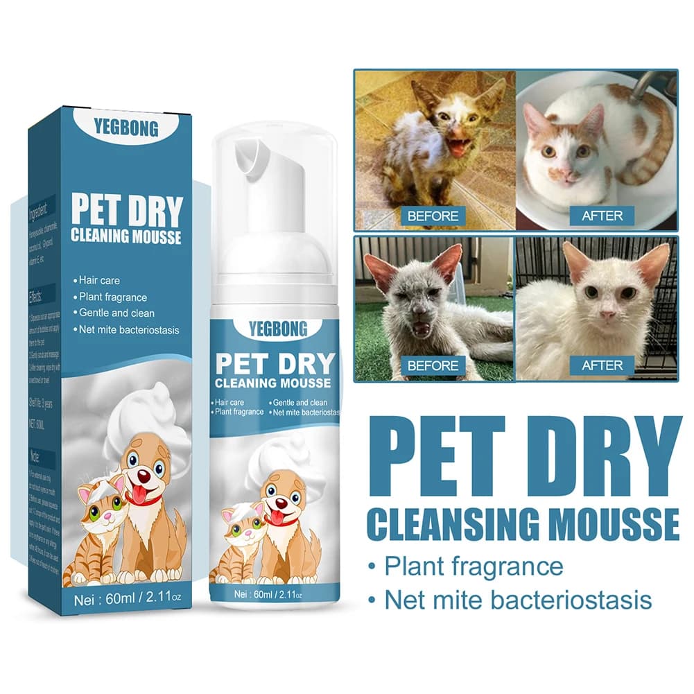 Universal Dog Dry Cleaning Shampoo Deodorant Portable Waterless Foam Mousse Odor Eliminator for Pet Outdoor Travel Bath Supplies