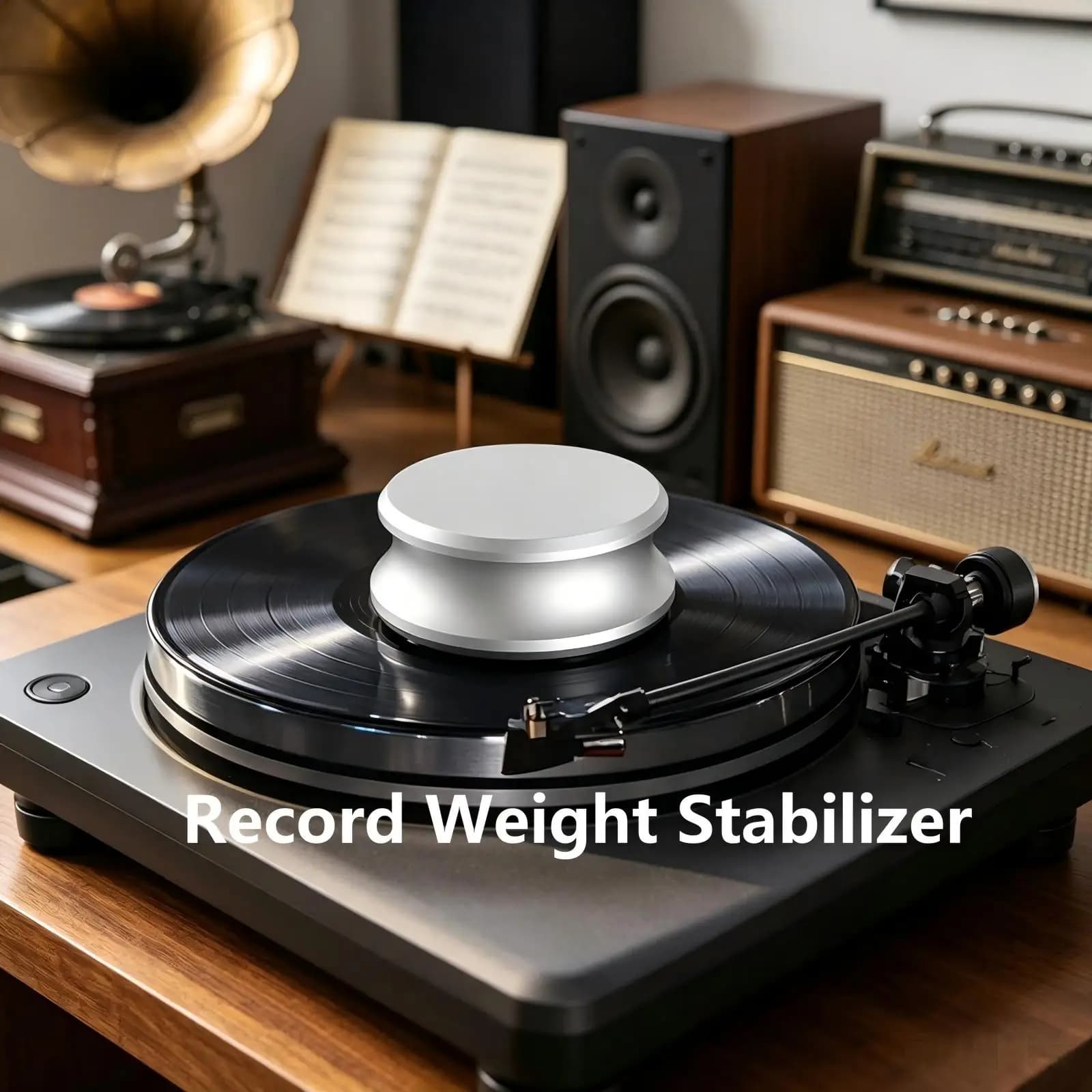 Preffair LP280 HiFi Aluminum Vinyl 280g Record Weight Stabilization Plate Balance Clamp Turntable LP Record Play Accessory