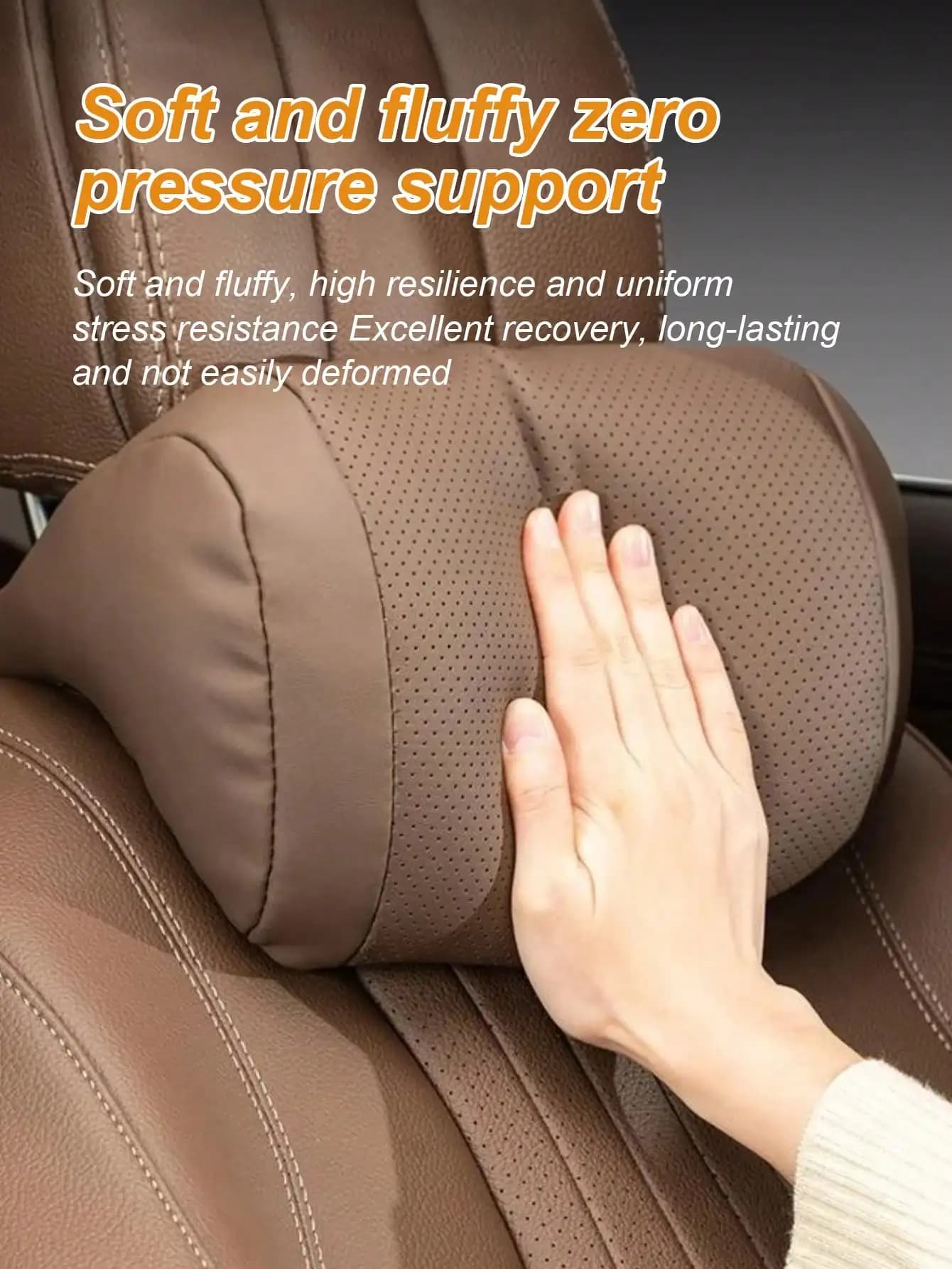 Luxury Car Headrest Lumbar Pillow Set Premium Ergonomic Nappa Leather Seat Cushion Universal Fit Most Cars Auto Interior Durable Wear-resistant Accessory