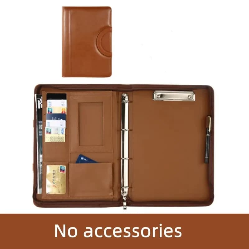 Cartella A4 multifunzionale Borsa portatile con cerniera Cartella di file per conferenze Borsa per informazioni di cancelleria aziendale Clip per archiviazione di documenti