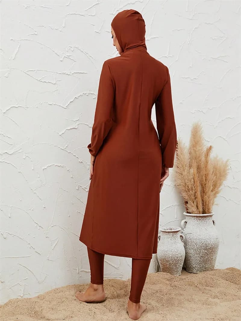 Abaya Burkini Costume da Bagno Musulmano Hijab Donna Musulmana 3 Pezzi Set Costume da Bagno Islamico Modesto