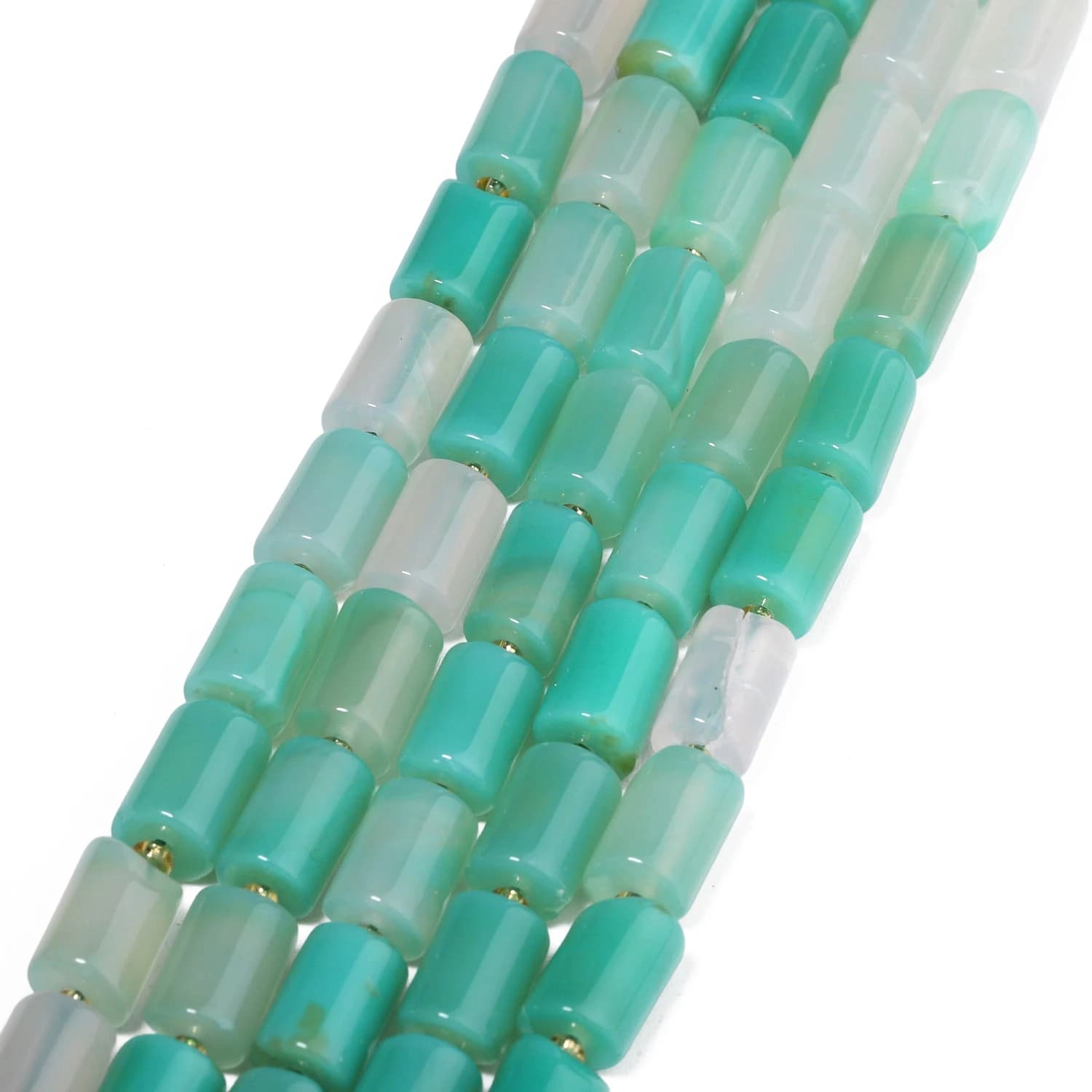 8x12mm Green Agate Cylinder Beads Natural Stone Round Tube Loose Beads For DIY Jewelry Making Bracelet Necklace Earring Findings