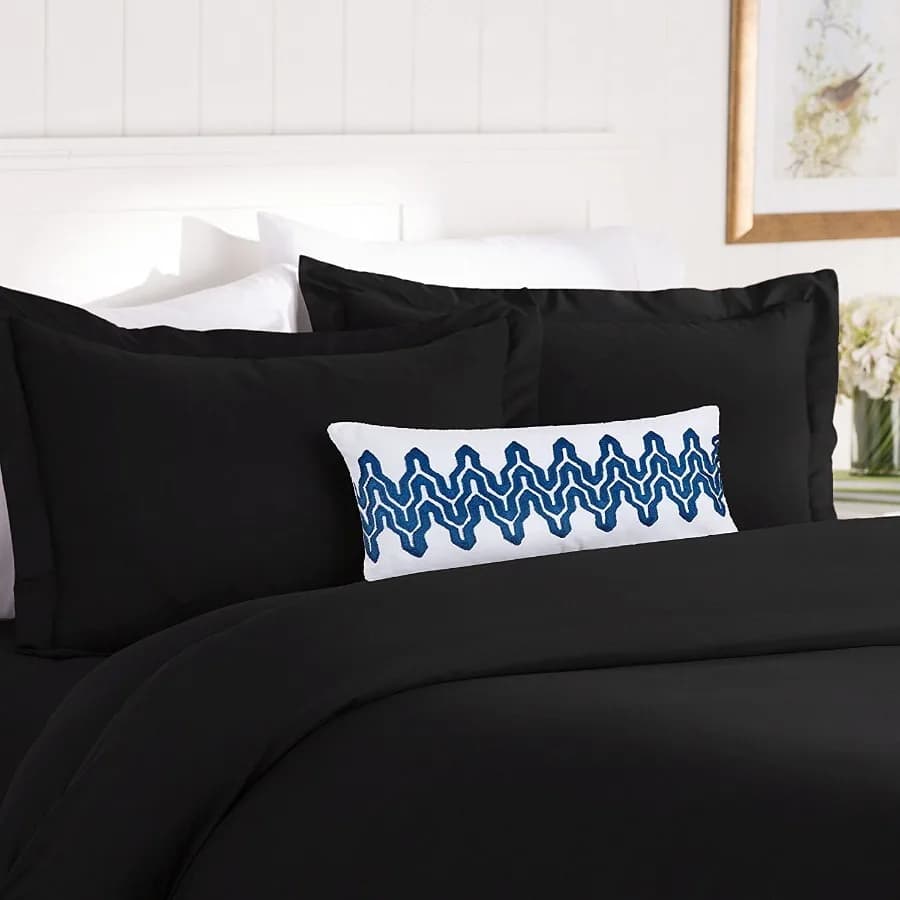 3pc Duvet Cover Set 1500 Series Double Brushed Microfiber Full Queen Black