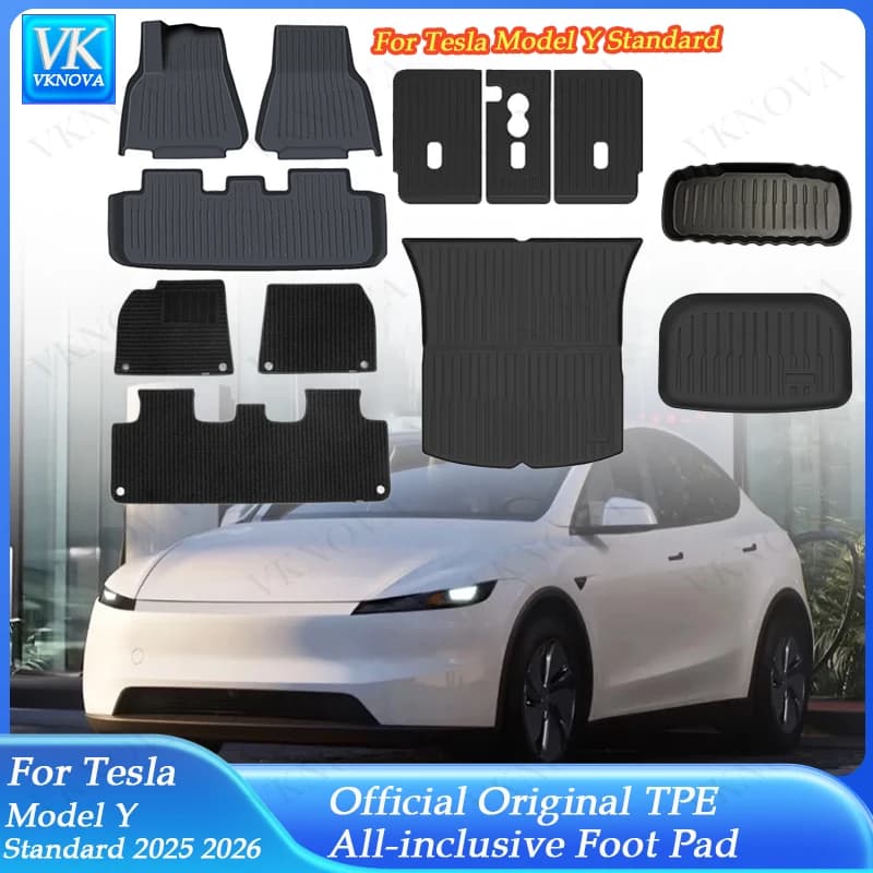 Per Nuova Tesla Model Y Standard 2025 2026+ Tappetini in TPE e Rivestimento Bagagliaio, Tappetini per Tutte le Stagioni, Rivestimento per Bagagliaio, Tappetini per Schienale Sedili