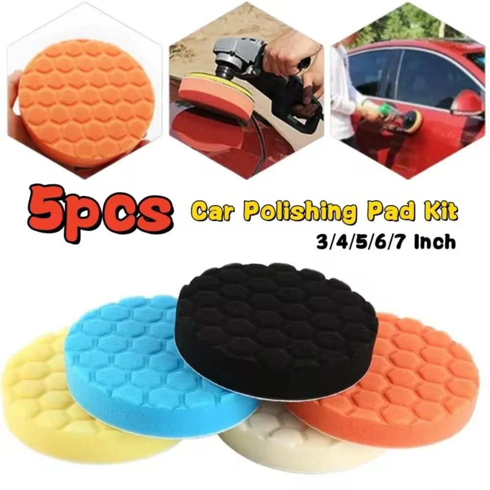 3/4/5/6/7 pollici 5 pezzi kit tampone per lucidatura auto autoadesivo lucidatura ceretta spugna ruota tampone per lucidatura per auto lucidatore Dril