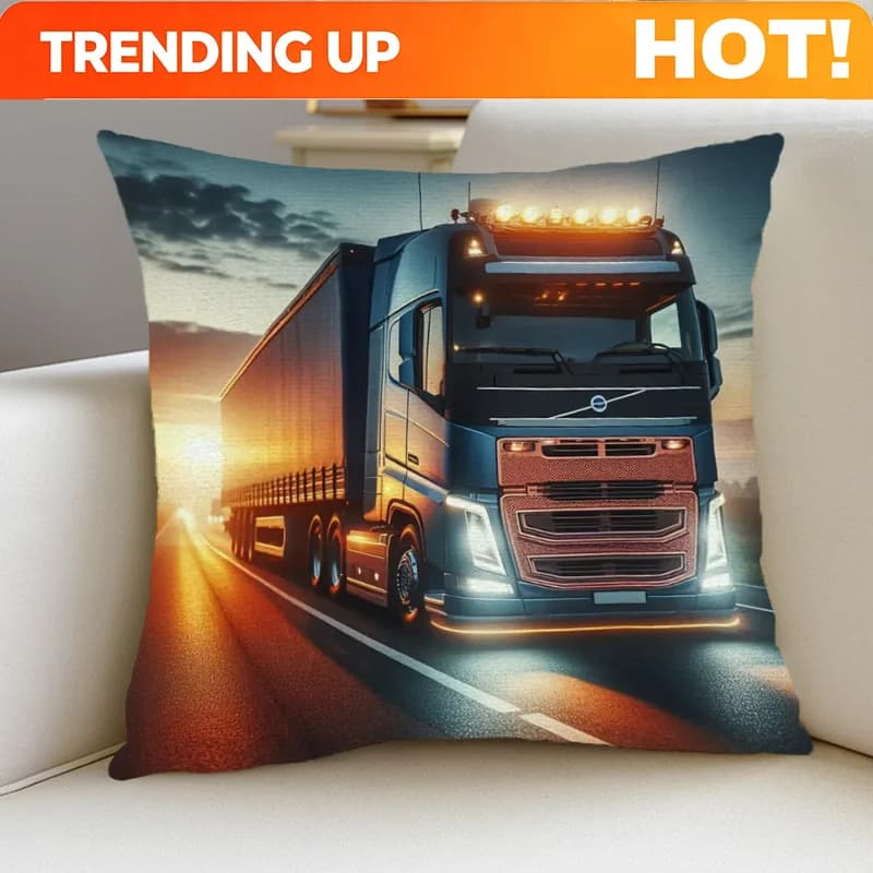 Customize 1pc Truck-Themed Pillowcase, Soft and Skin-Friendly Sofa Cushion Cover, All-Season Cushion Cover for Sofa, Bedroom, an