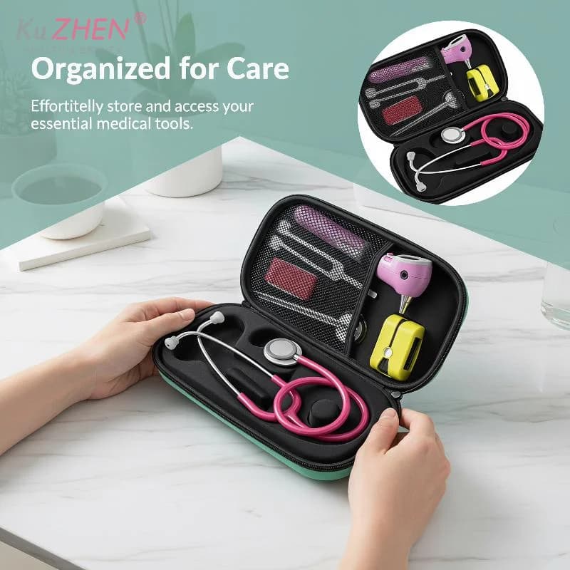 1pc Carrying Case Travel Portable Stethoscope Storage Box First Aid Kit Mesh Pockets Case For Littmann Cardiology Stethoscope