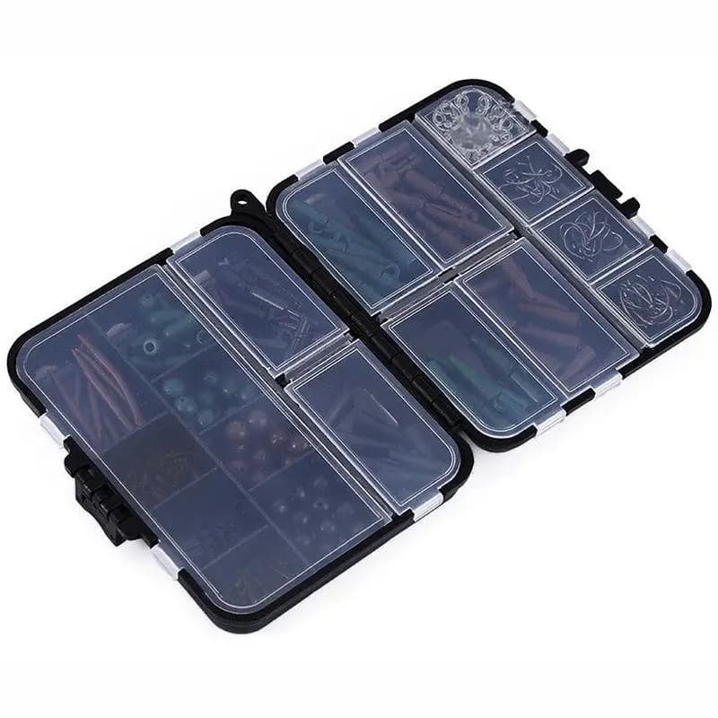 Sea Fish Tackle Box with Hooks Clips Sleeves and Beads Complete Fishing Carp Hair Rig Set for Carp Fishing