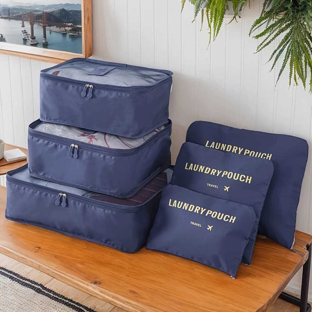 Set da 6 Pezzi di Borse Organizer da Viaggio Multifunzione, Cubi per l'Imballaggio, Kit da Viaggio per Donne, Organizzatore per Vestiti, Custodia per Valigia