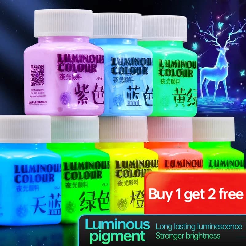 Fluorescent Acrylic Pigment Luminous Pigment Glow in Dark Hand Painted DIY Festival Party Wall Light Absorbing Pigment