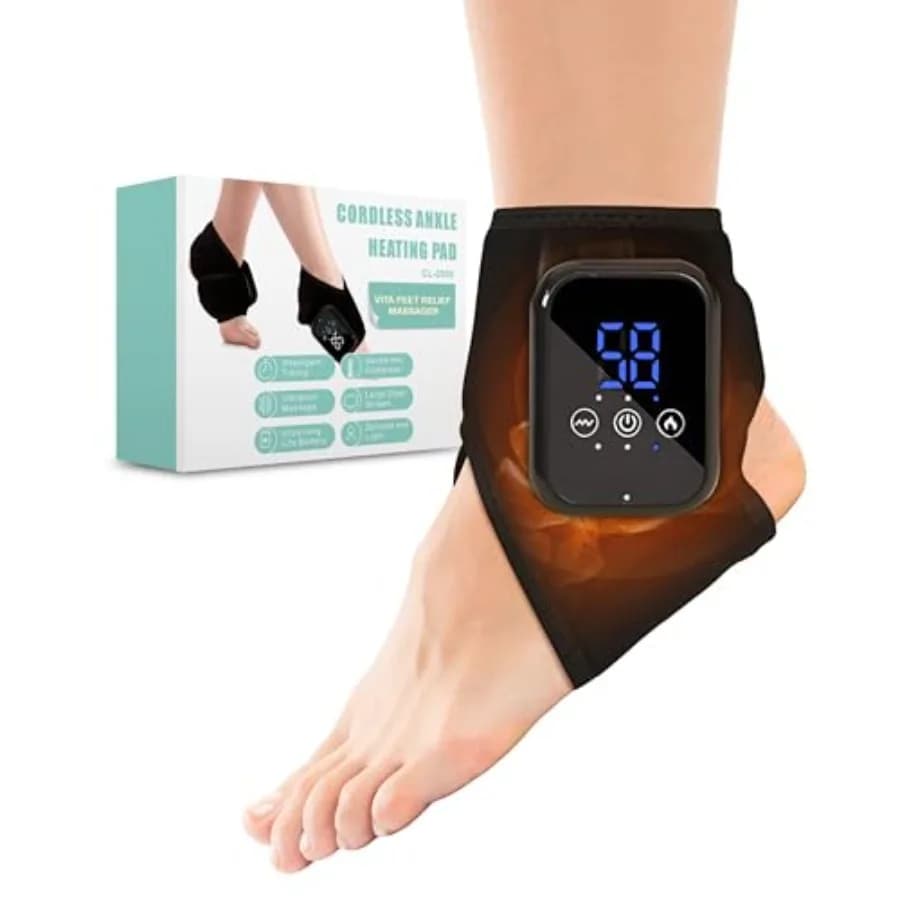 Cuscinetto Riscaldante per Caviglie Vita Feet Relief con Vibrazione, Supporto per Relax di Piedi e Gambe, Fascia per Polpacci Portatile Senza Fili per Comfort e Relax