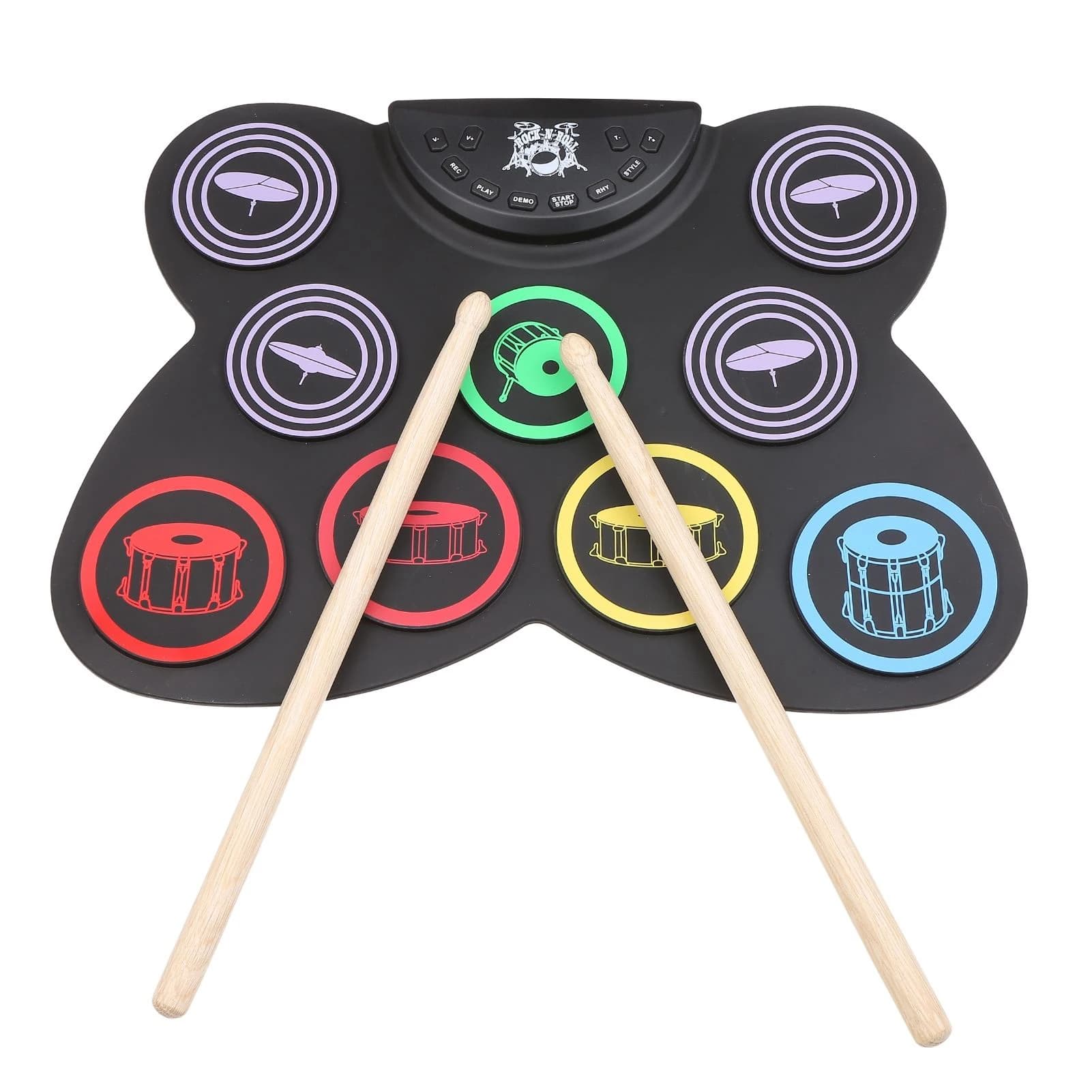 Kit Batteria Elettronica Portatile in Silicone con 9 Pad, Set di Batteria Arrotolabile per Principianti, Regalo per Bambini