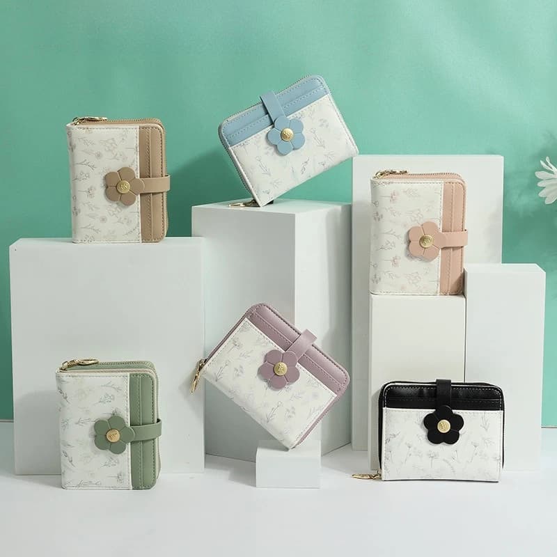 Portafoglio da donna, portacarte bifold in pelle PU compatto e piccolo con blocco RFID, mini portamonete con tasca portamonete per donna