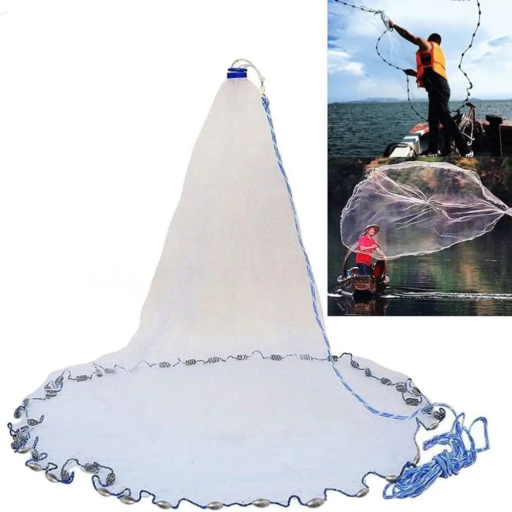 Rete da pesca americana in acqua salata per trappola per esche per pesci Reti da lancio con raggio da 3/4/5/6/7/8/9/10 piedi con peso in zinco resistente