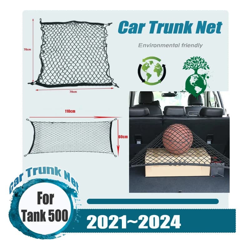 For GWM Tank 500 Hi4-T 2021-2024 Car trunk Cargo Storage Network Organizer Elastic Knit Support Network Nylon Pocket Accessories Car