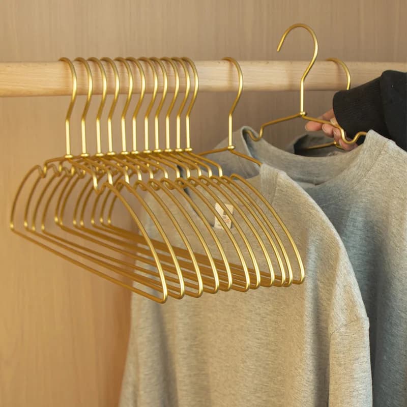 10 metal hangers for non-slip clothes without track skirt dress banner hangers aluminum alloy holder organizer cupboard