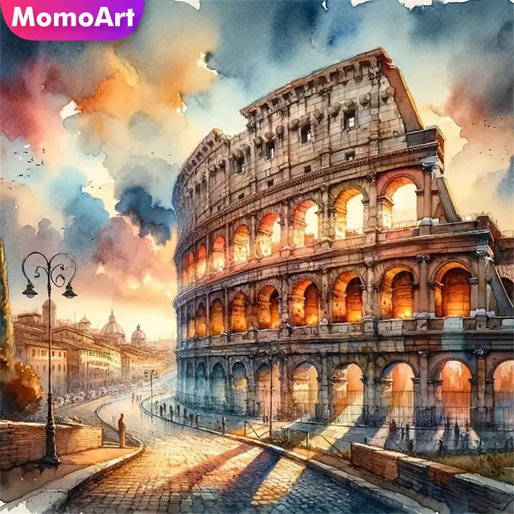 Momoart 5D DIY Diamond Embroidery Building Landscape Painting Acrylic Craft Supplies Diamond Mosaic Handmade Hobby